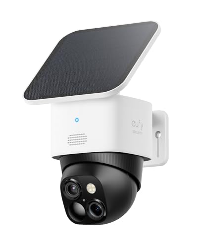 eufy Security SoloCam S340, Solar Security Cameras Wireless Outdoor, Cameras for Home Security, 360?? Pan & Tilt Surveillance, No Blind Spots, 2.4 GHz Wi-Fi, No Monthly Fee, HomeBase S380 Compatible