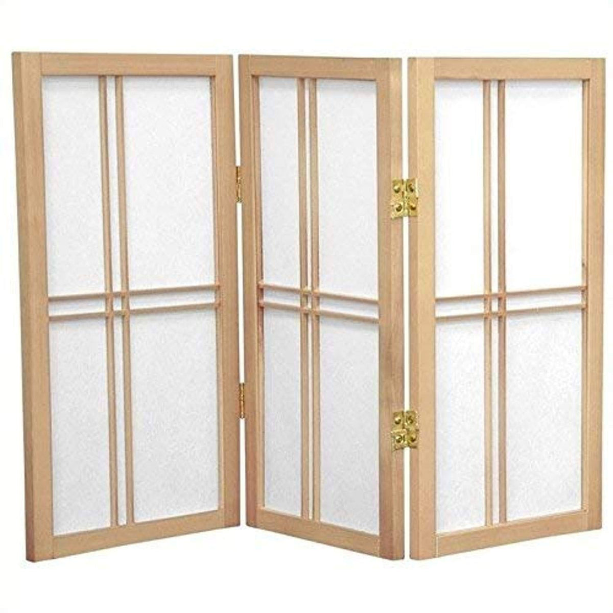 Oriental Furniture 2 ft. Tall Desktop Double Cross Shoji Screen – Natural – 3 Panels