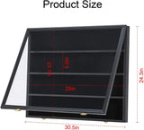 35 Graded Sports Card Display Case – Baseball Card Display Frame with UV Protection Clear View Lockable Wall Cabinet for Basketball Collectible Trading Card Black Finish