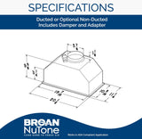 Broan-NuTone PM390 Power Pack Range Hood Insert Exhaust Fan and Light Combo for Over Kitchen Stove, 390 CFM, Silver