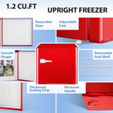 Auseo Mini Upright Freezer Compact Refrigerators??1.2Cu.ft Small Stand up Freezer for Home Office, Red