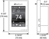SunTouch Command Touchscreen Programmable Thermostat [universal] Model 500850 (low-profile, user-friendly floor heat control, 120/240V, bright white + paintable beauty ring) includes floor sensor