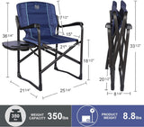 TIMBER RIDGE Lightweight Directors Chair with Side Table, Portable Camping Chair with Swivel Back for Camping and Outdoors, Heavy Duty Supports 350 lb