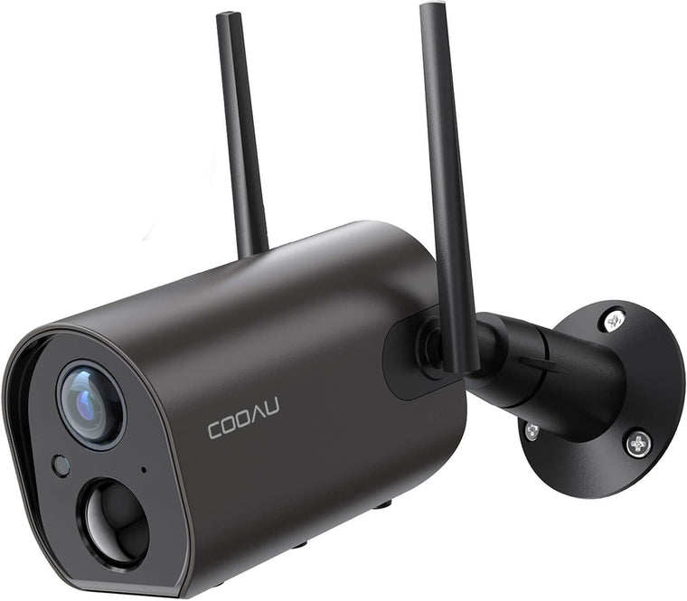 Wireless Outdoor Security Camera COOAU 15000mAh Rechargeable Battery Powered Camera WiFi IP Home Surveillance Camera 1080P Night Vision IP66 Waterproof Human Motion Detection iOS Android (Black)