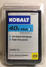 Kobalt 40-Volt 2.5Ah Amp Hours Rechargeable Lithium Ion (Li-Ion) Cordless Power Equipment Battery