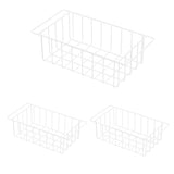 Freezer Wire Baskets, Kitchen Storage Organizer Bins for Chest and Upright Freezer, Refrigerator Dividers Containers with Handles – Pearl White (3)