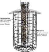 Droll Yankees 344305 Squirrel Proof, Caged Sunflower Bird Feeder, 20-Inch, Black