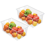 Freezer Wire Baskets, Kitchen Storage Organizer Bins for Chest and Upright Freezer, Refrigerator Dividers Containers with Handles – Pearl White (3)