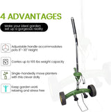 Patio, Lawn AND Garden EJWOX Garden Pot Mover with Adjustable Handle – Heavy Duty Plant Dolly Caddy with Sturdy Flat-Free Wheels and Gripping Suction Cups, Max 165 Lbs Weight Capacity