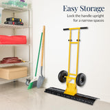 Best Choice Products 36in Galvanized Blade Heavy-Duty 2-Wheel Snow Pusher Hand Plow for Snow Removal w/Wheels, Adjustable Handle, Blade Angle – Black