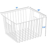 Freezer Wire Baskets, Kitchen Storage Organizer Bins for Chest and Upright Freezer, Refrigerator Dividers Containers with Handles – Pearl White (3)