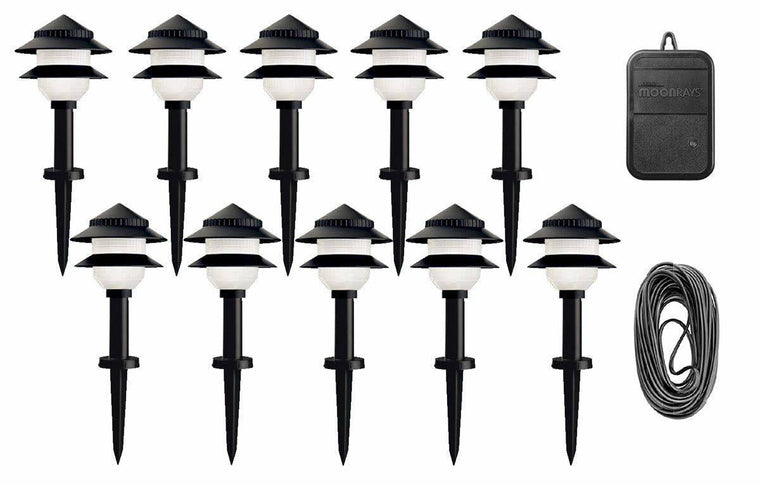 Moonrays 95534 10-Fixture Low-Voltage Plastic Lighting Kit (Black)