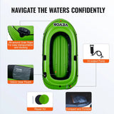 SKYSHALO 2-Person PVC Inflatable Boat with Aluminum Oars and High-Output Pump