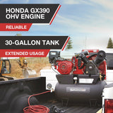 NorthStar Portable Gas Powered Air Compressor – Honda GX390 OHV Engine, 30-Gallon Horizontal Tank, 24.4 CFM at 90 PSI
